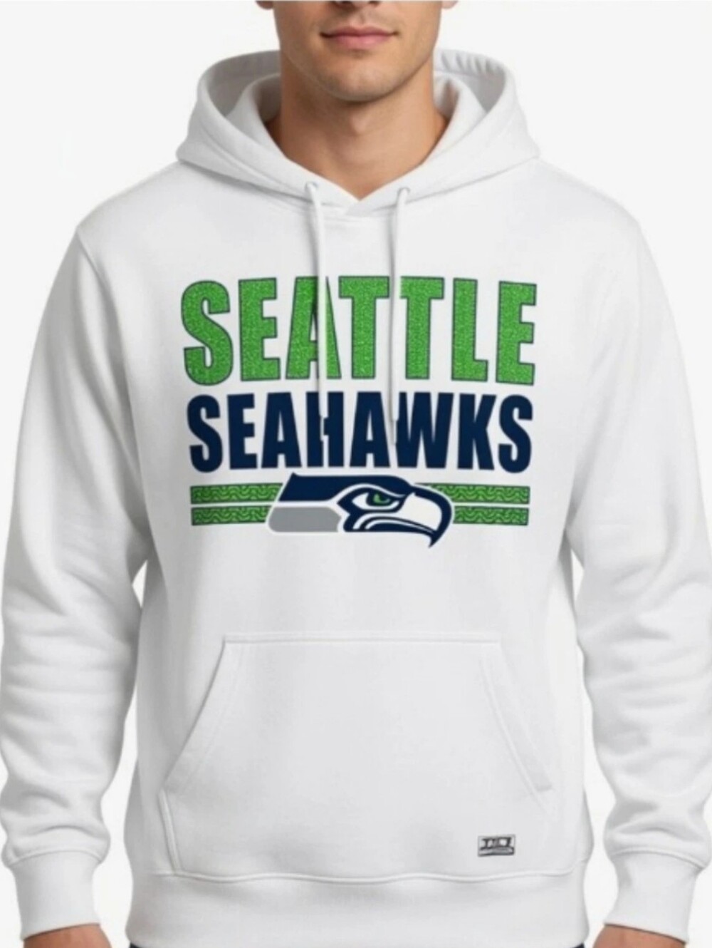 Starter Seattle Seahawks White Pullover Hoodie Mens Unisex Size L Vintage Style